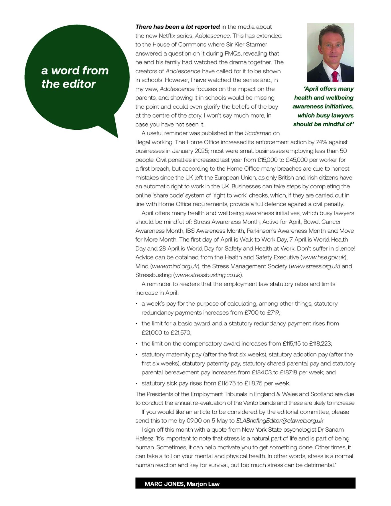 ELA Briefing - Editorial - April 2025