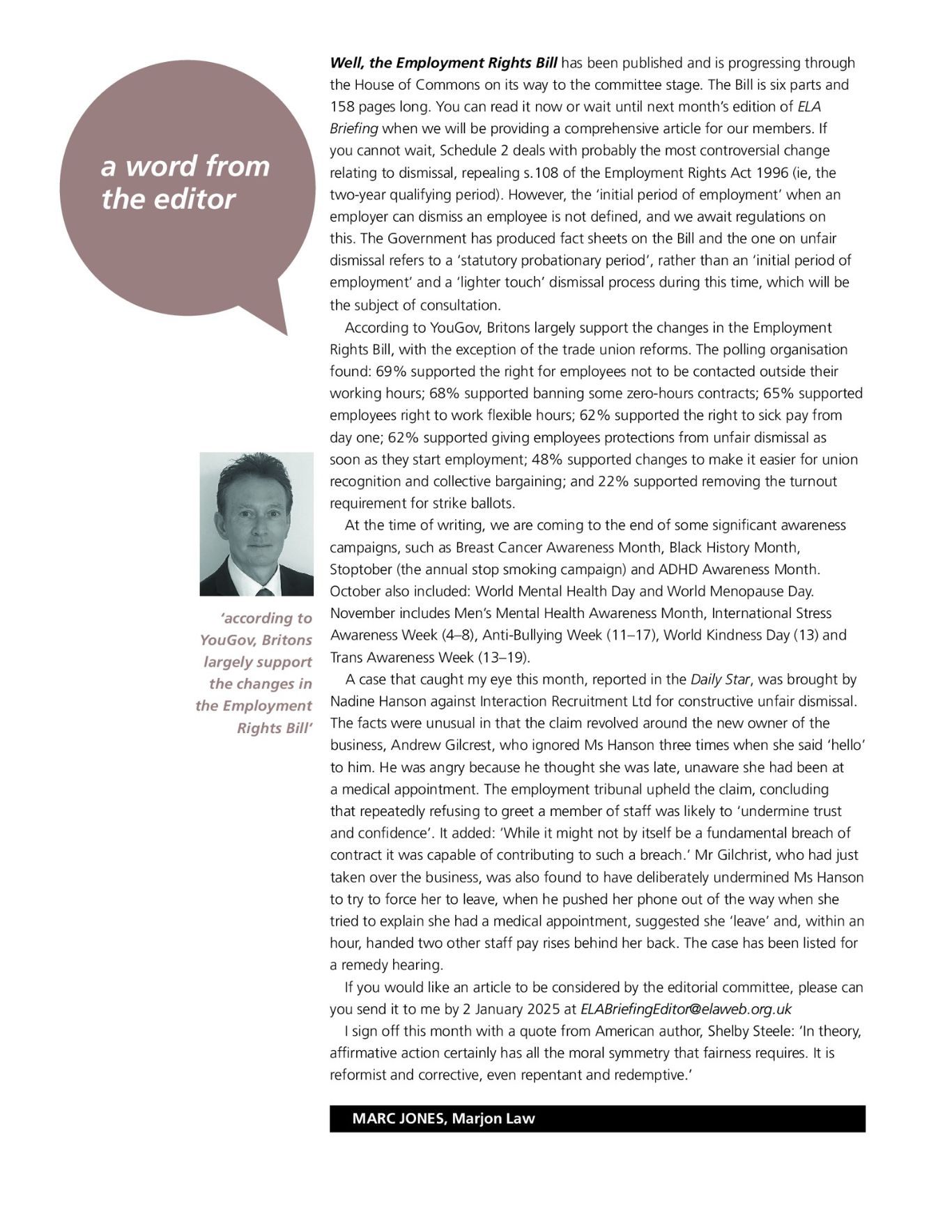 ELA Briefing - Editorial - November 2024