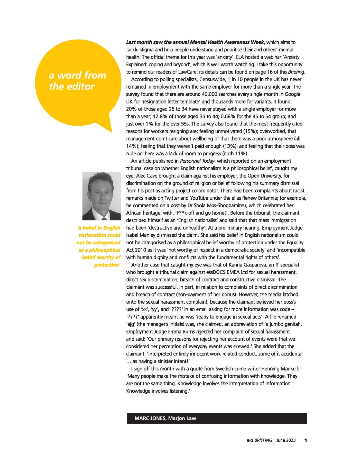 ELA Briefing - Editorial - June 2023