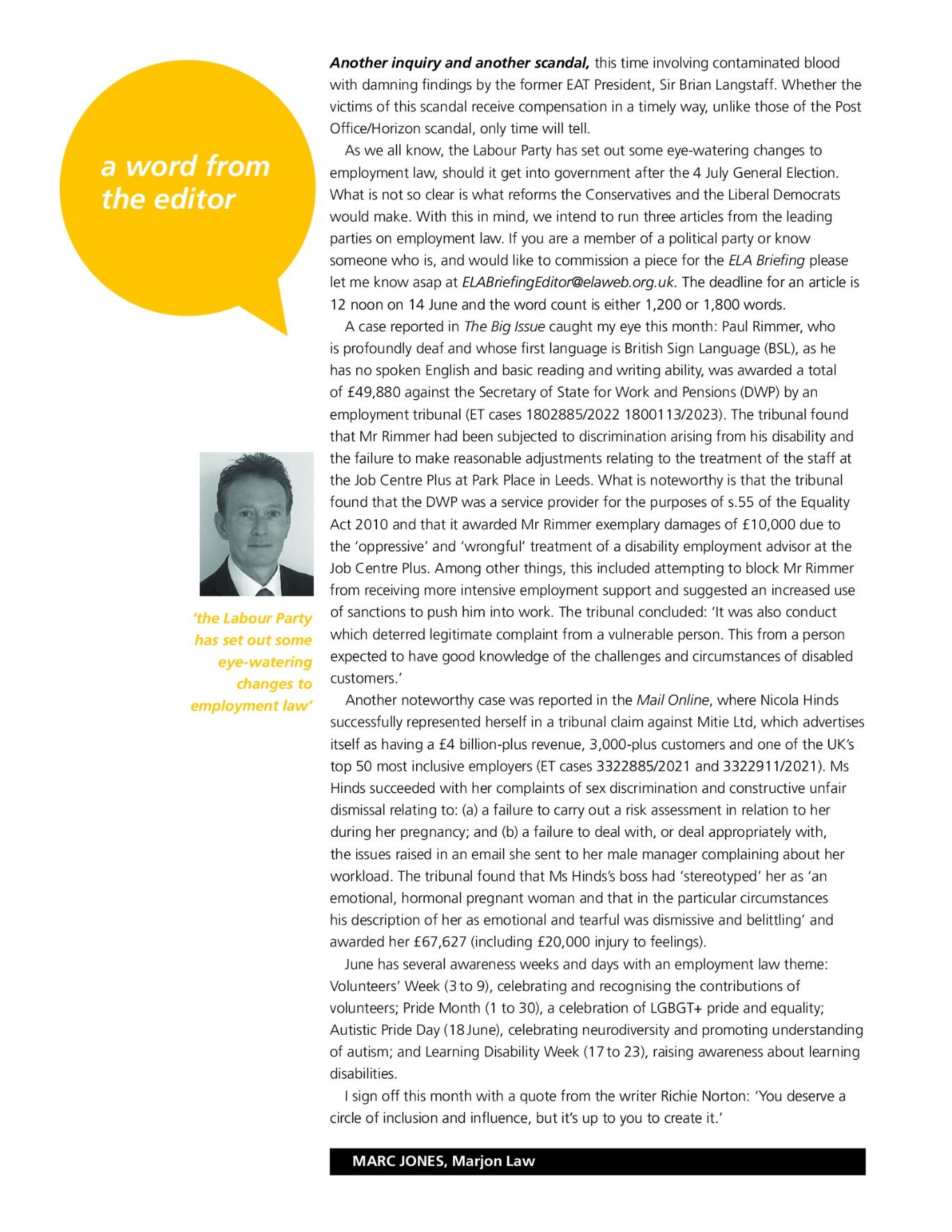 ELA Briefing - Editorial - June 2024