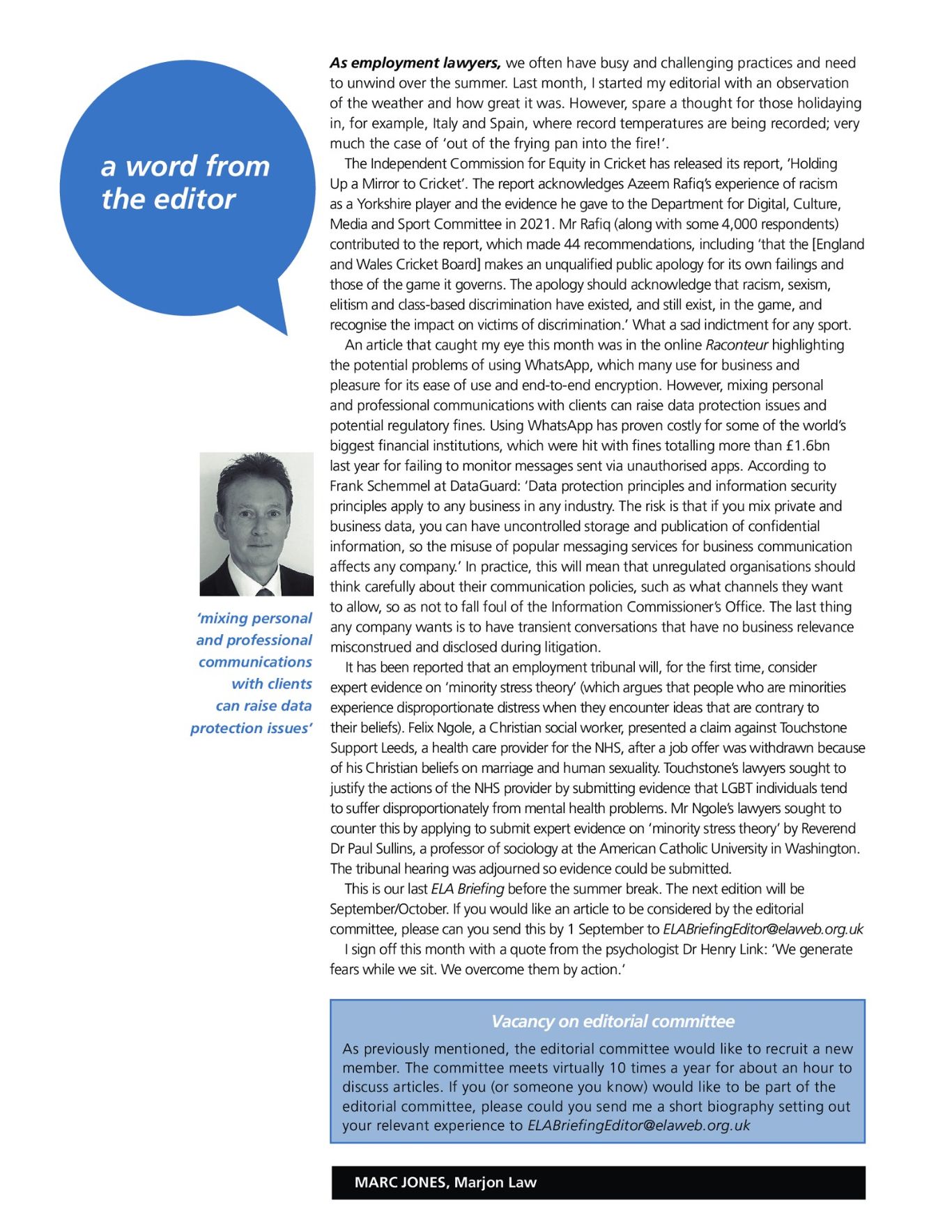 ELA Briefing - Editorial - August 2023