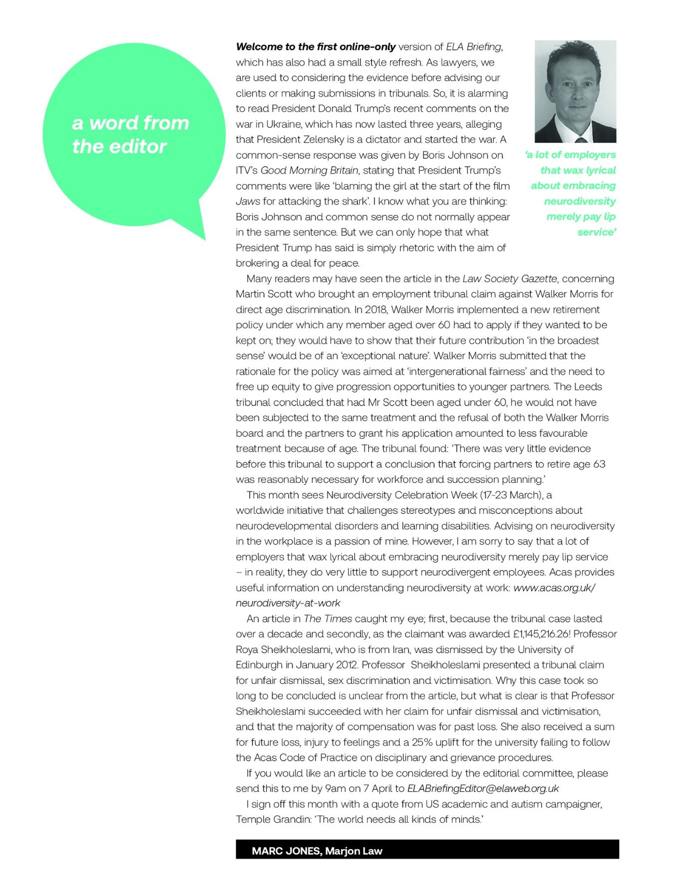 ELA Briefing - Editorial - March 2025