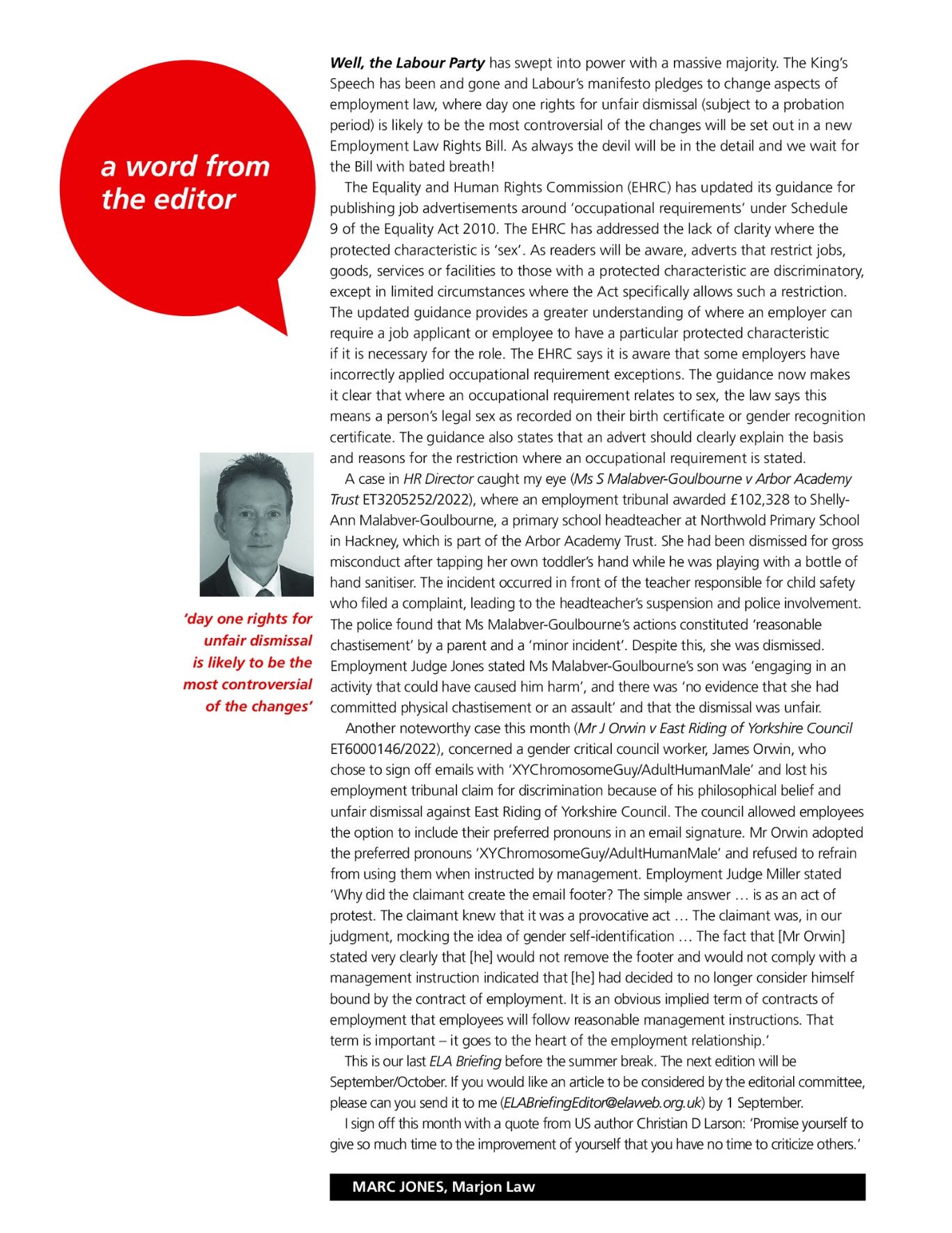 ELA Briefing - Editorial - August 2024