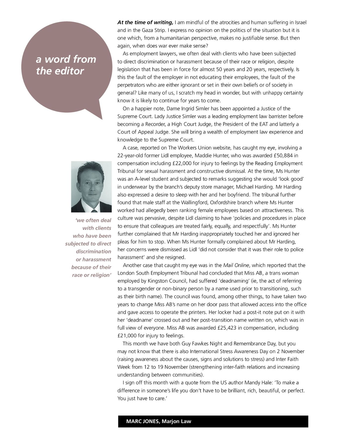 ELA Briefing - Editorial - November 2023