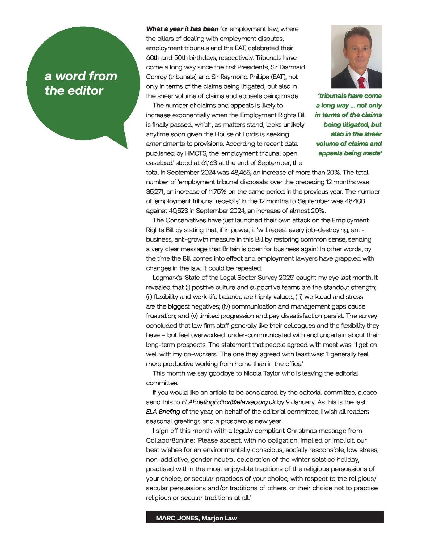 ELA Briefing - Editorial - September/October 2025