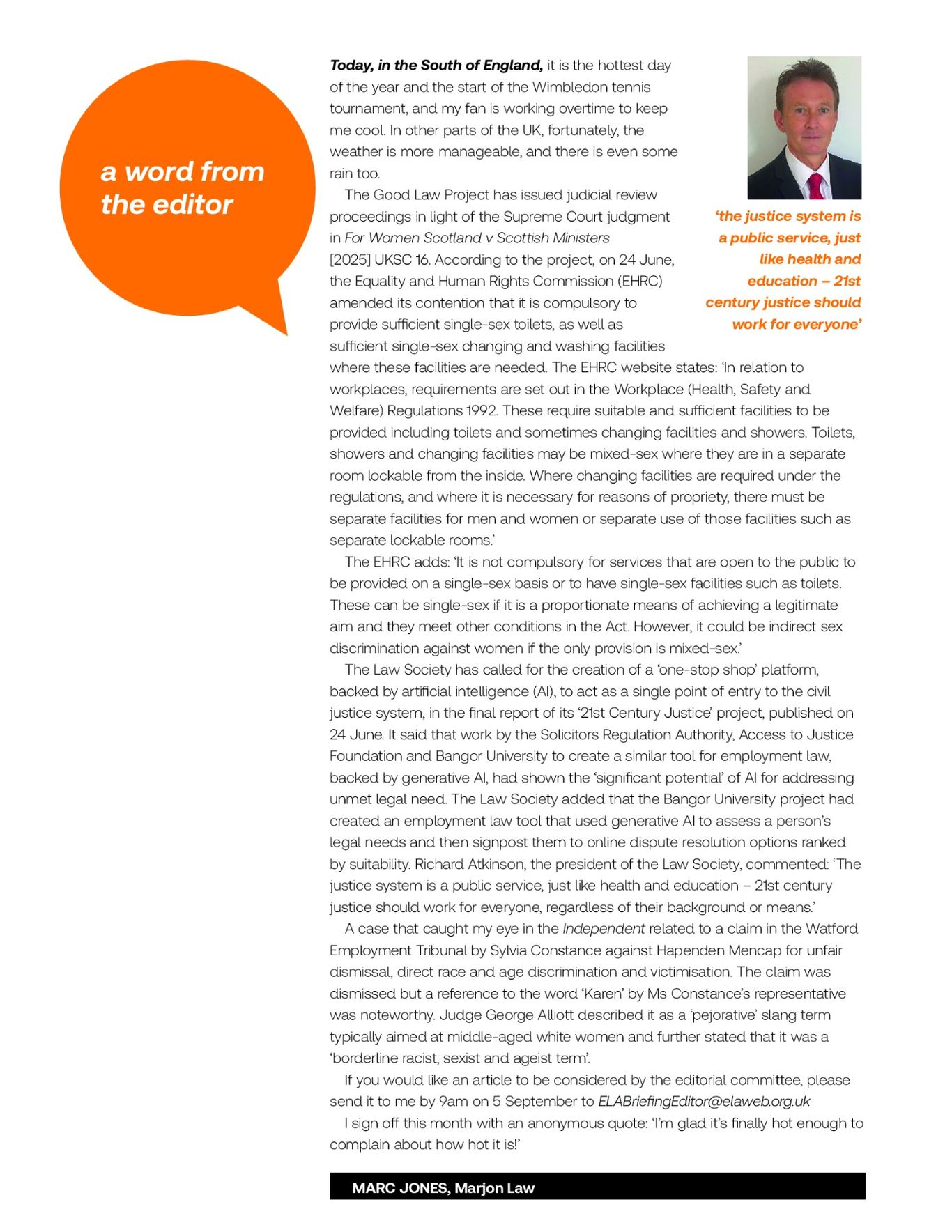 ELA Briefing - Editorial - July 2025