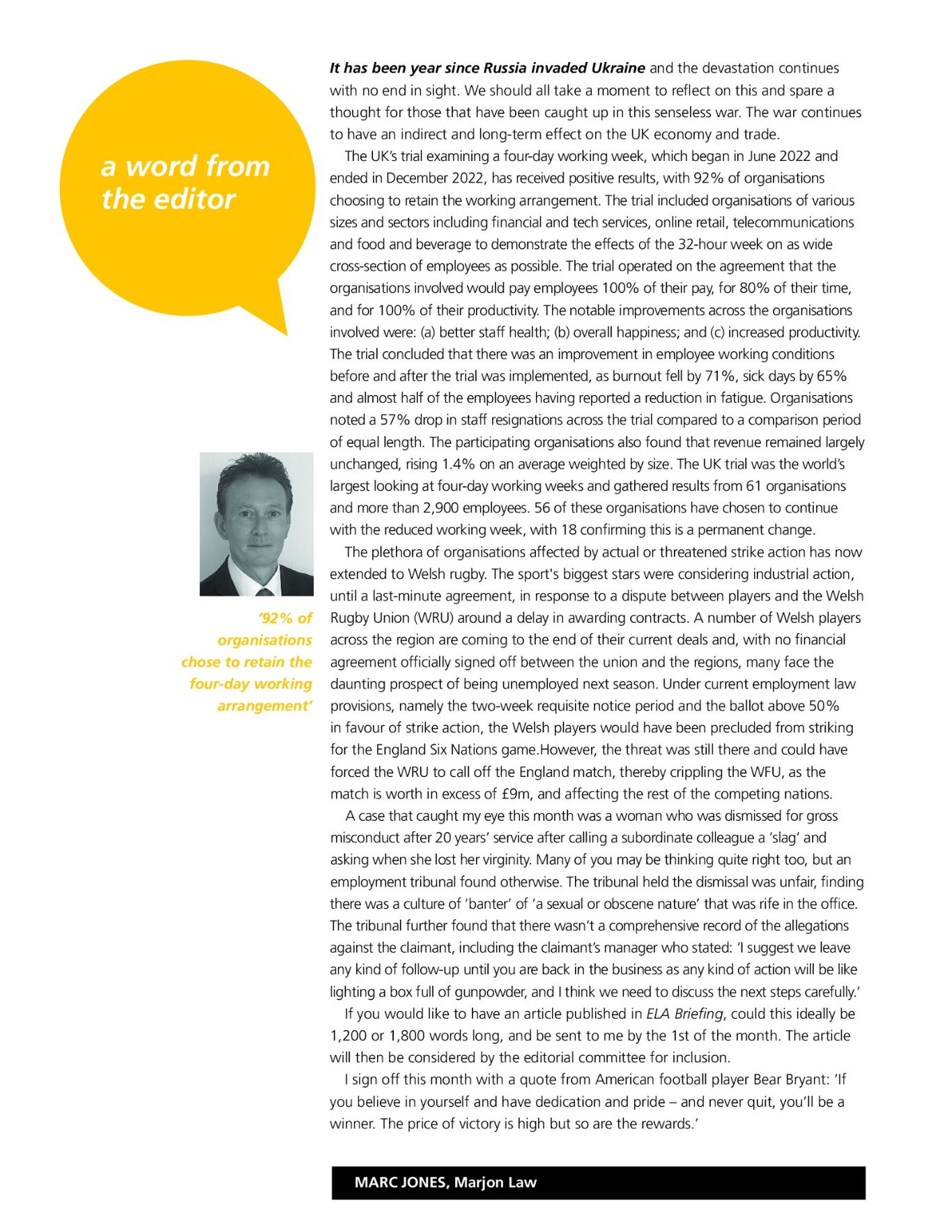 ELA Briefing - Editorial - March 2023